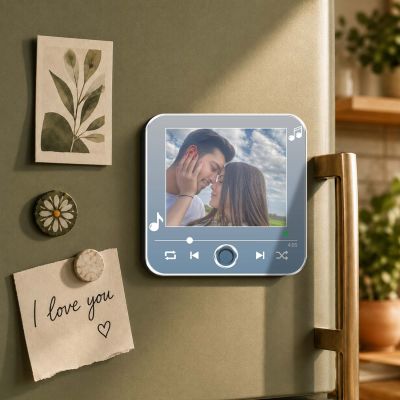 Personalized Musical Fridge Magnet for Couples | Long Distance Relationship Gift | Loveable Person Gift Birthday Gift for Husband Wife Rechargeable Playable Music Player